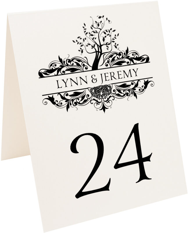 Celtic Tree of Life Monogram Irish Wedding Table Number Cards